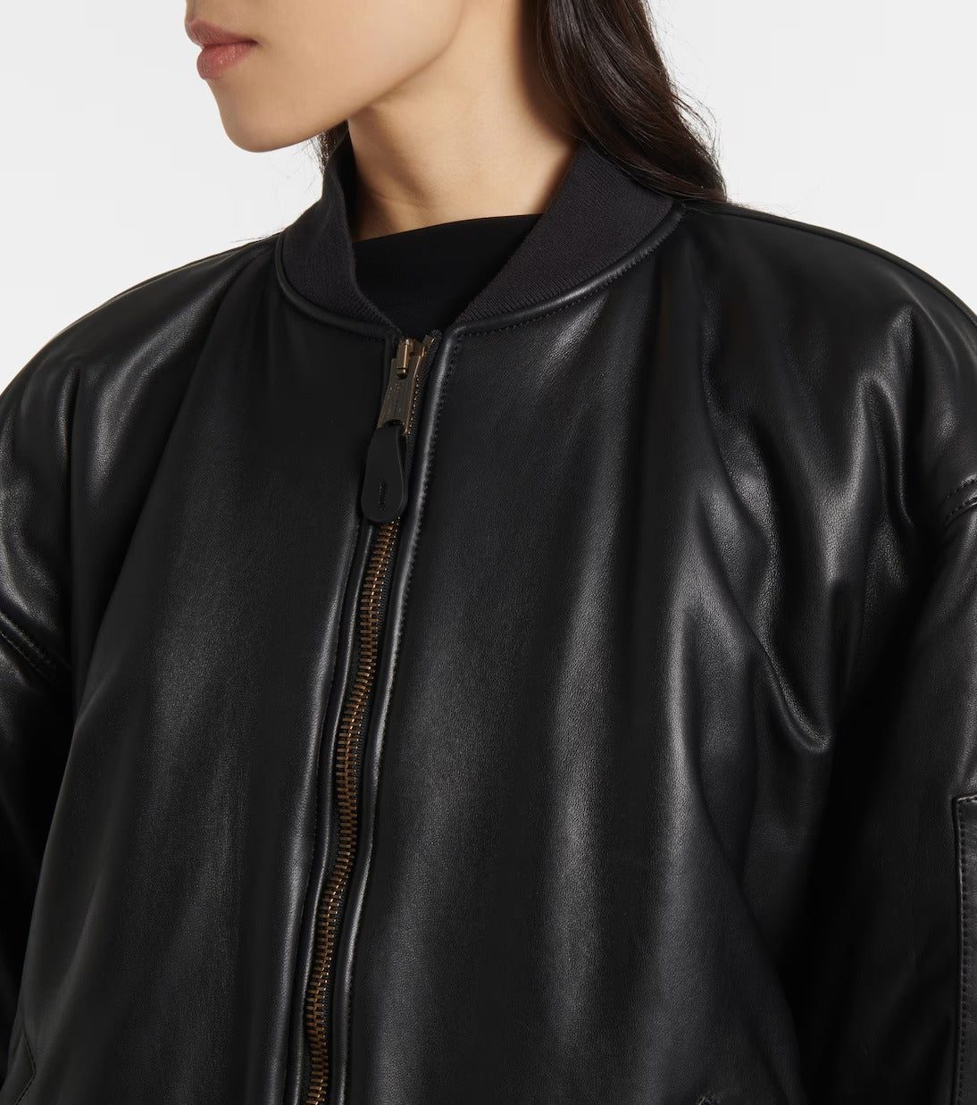 Women's Varsity Style Aviator Bomber Leather Jacket
