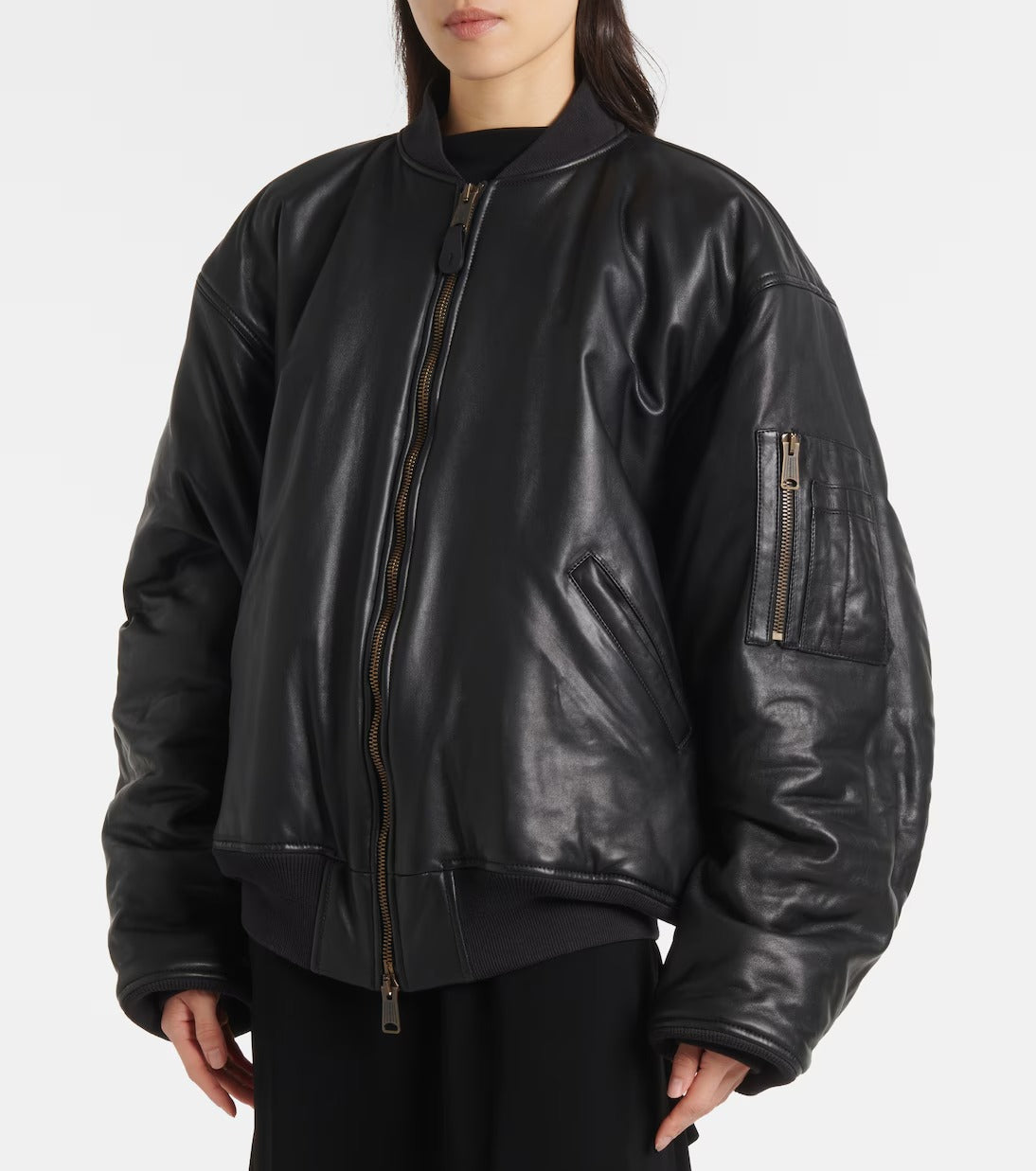 Women's Varsity Style Aviator Bomber Leather Jacket