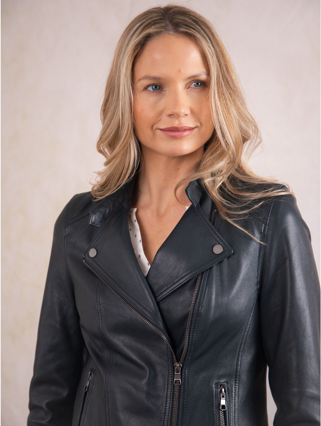 Women's Vegetable Tanned Leather Biker Jacket