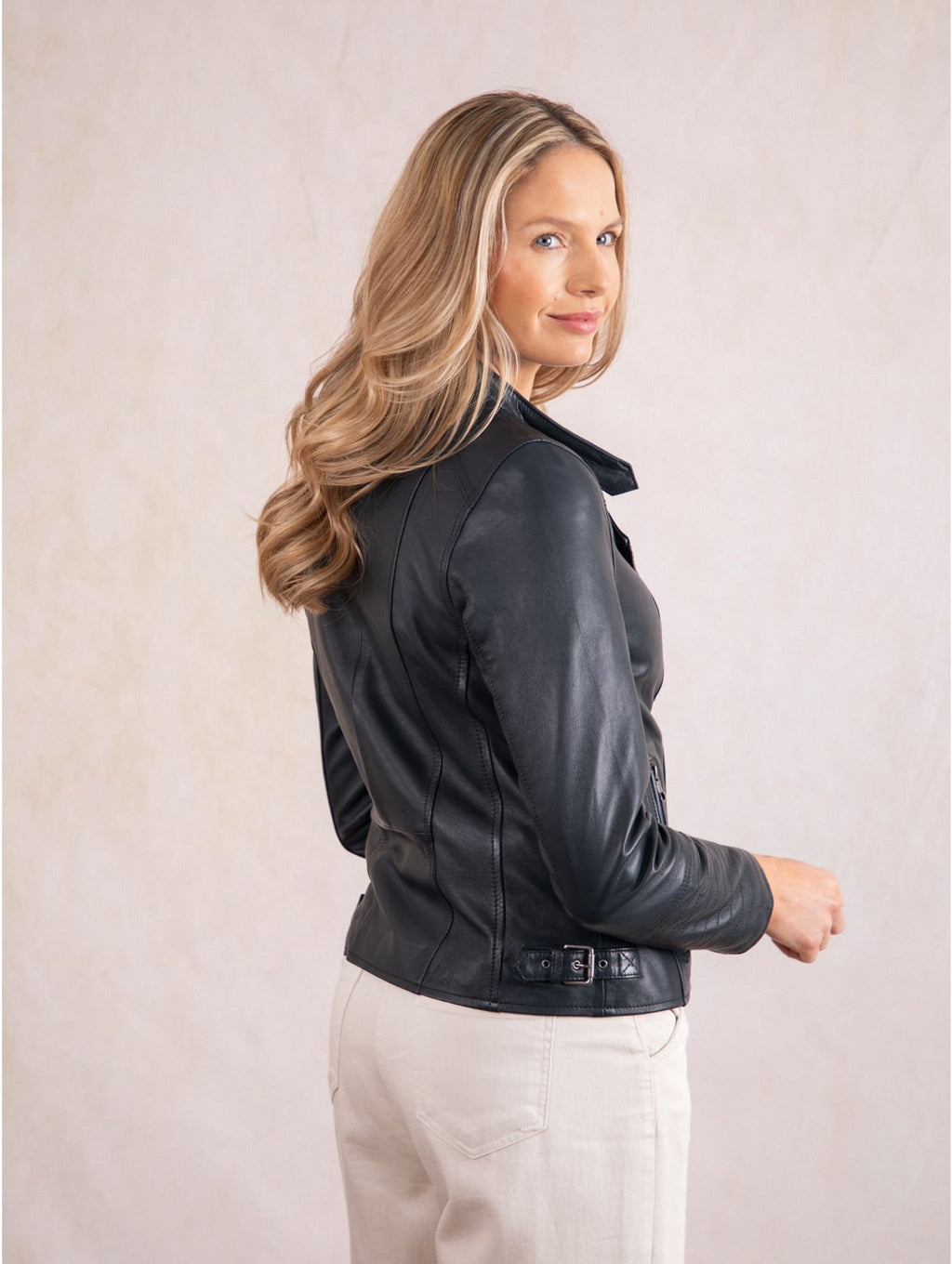 Women's Vegetable Tanned Leather Biker Jacket