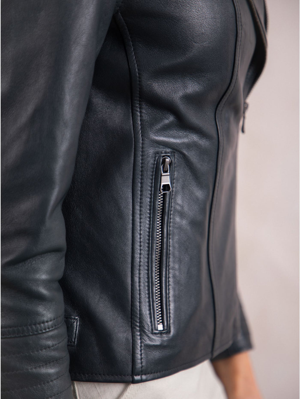 Women's Vegetable Tanned Leather Biker Jacket