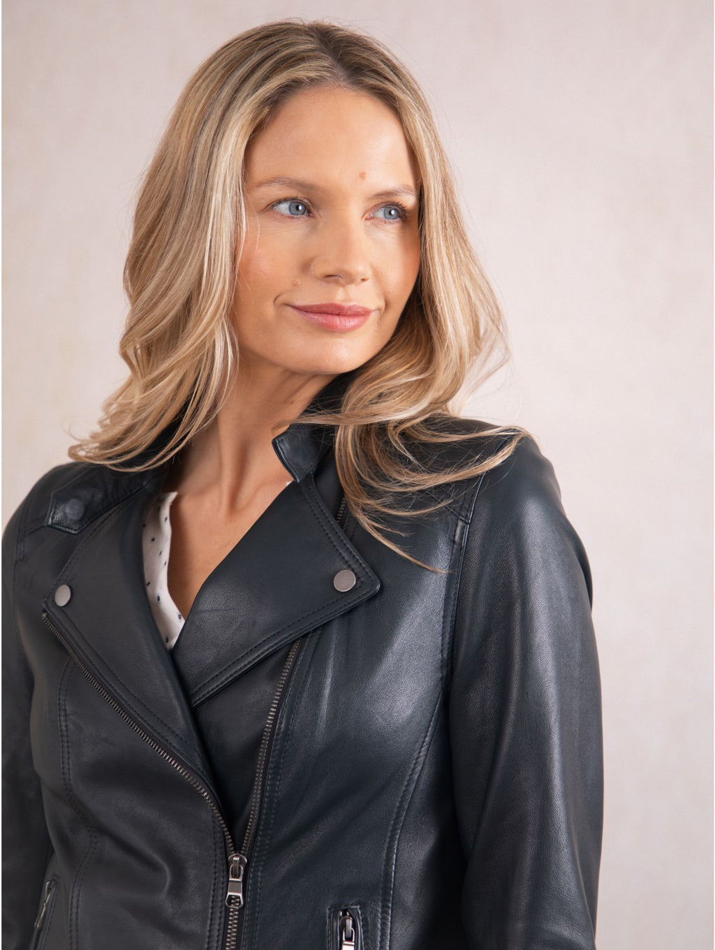 Women's Vegetable Tanned Leather Biker Jacket