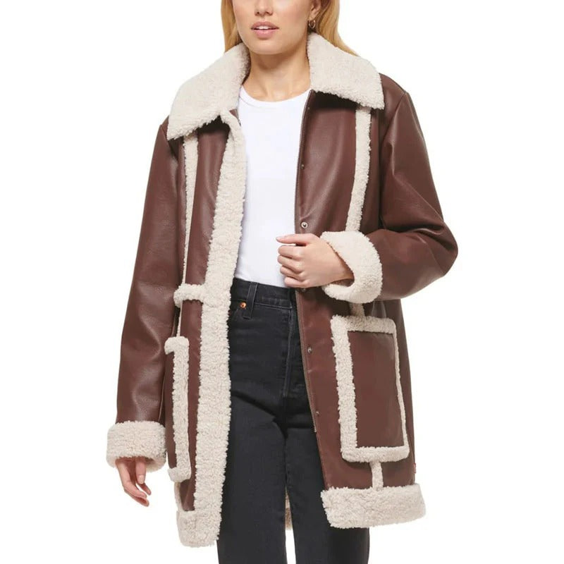 Women's Vintage RAF Faux Fur & Shearling Leather Coat