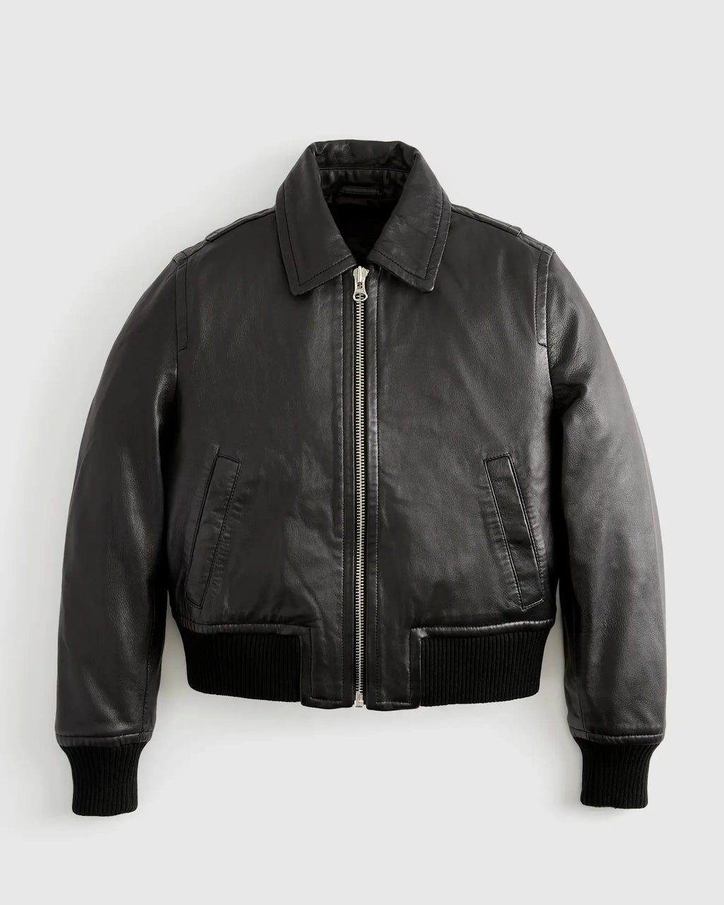 Women's Washed Aviator Bomber Leather Jacket