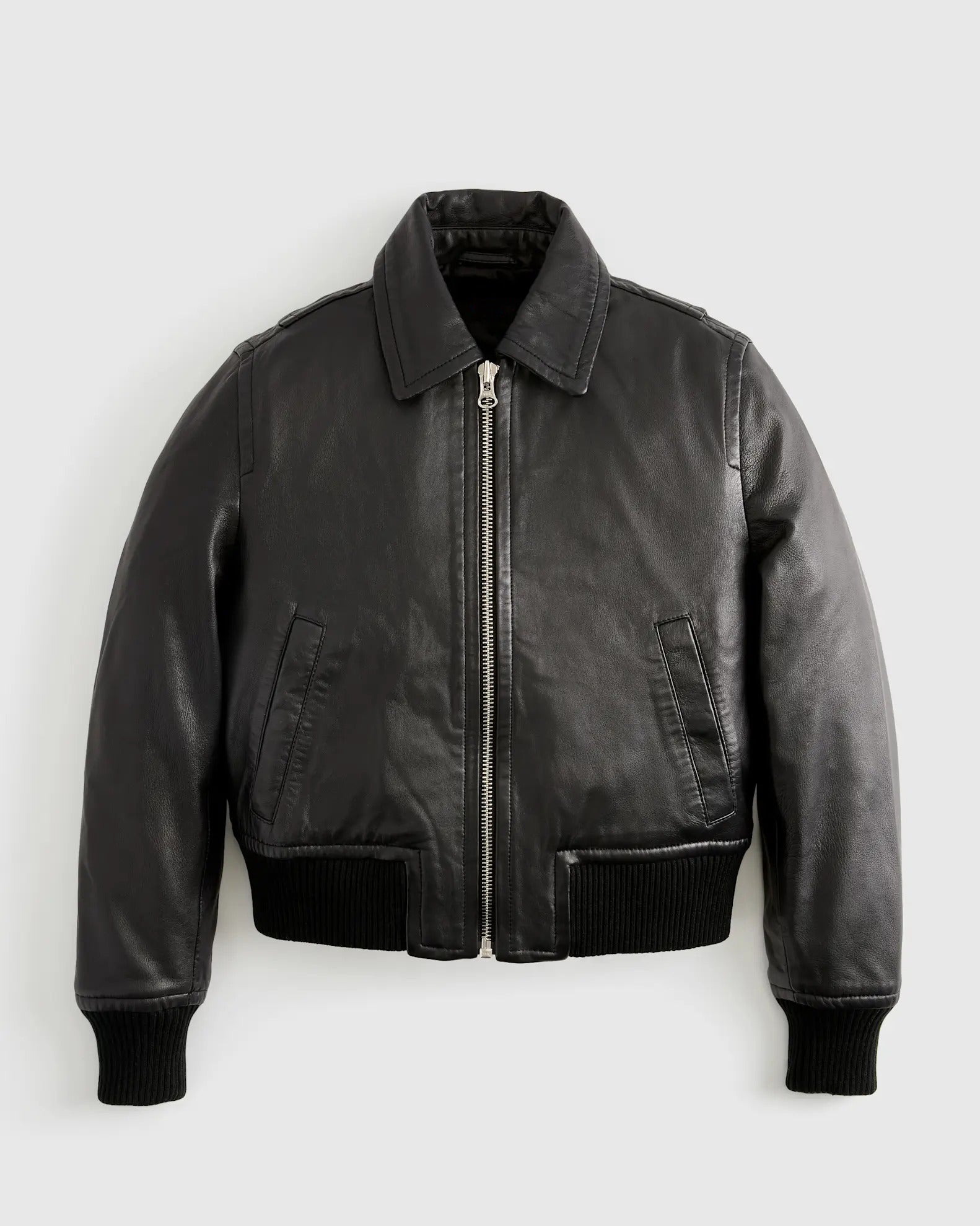 Women's Washed Aviator Bomber Leather Jacket