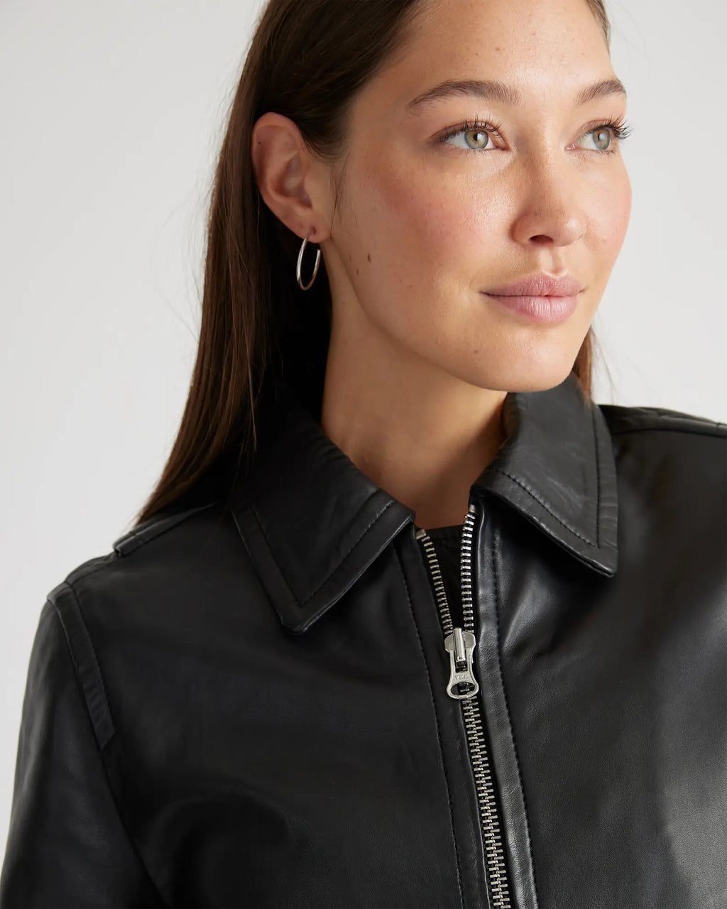 Women's Washed Aviator Bomber Leather Jacket