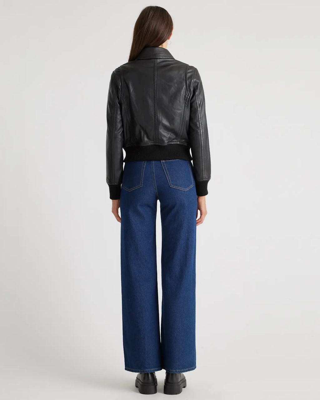 Women's Washed Aviator Bomber Leather Jacket