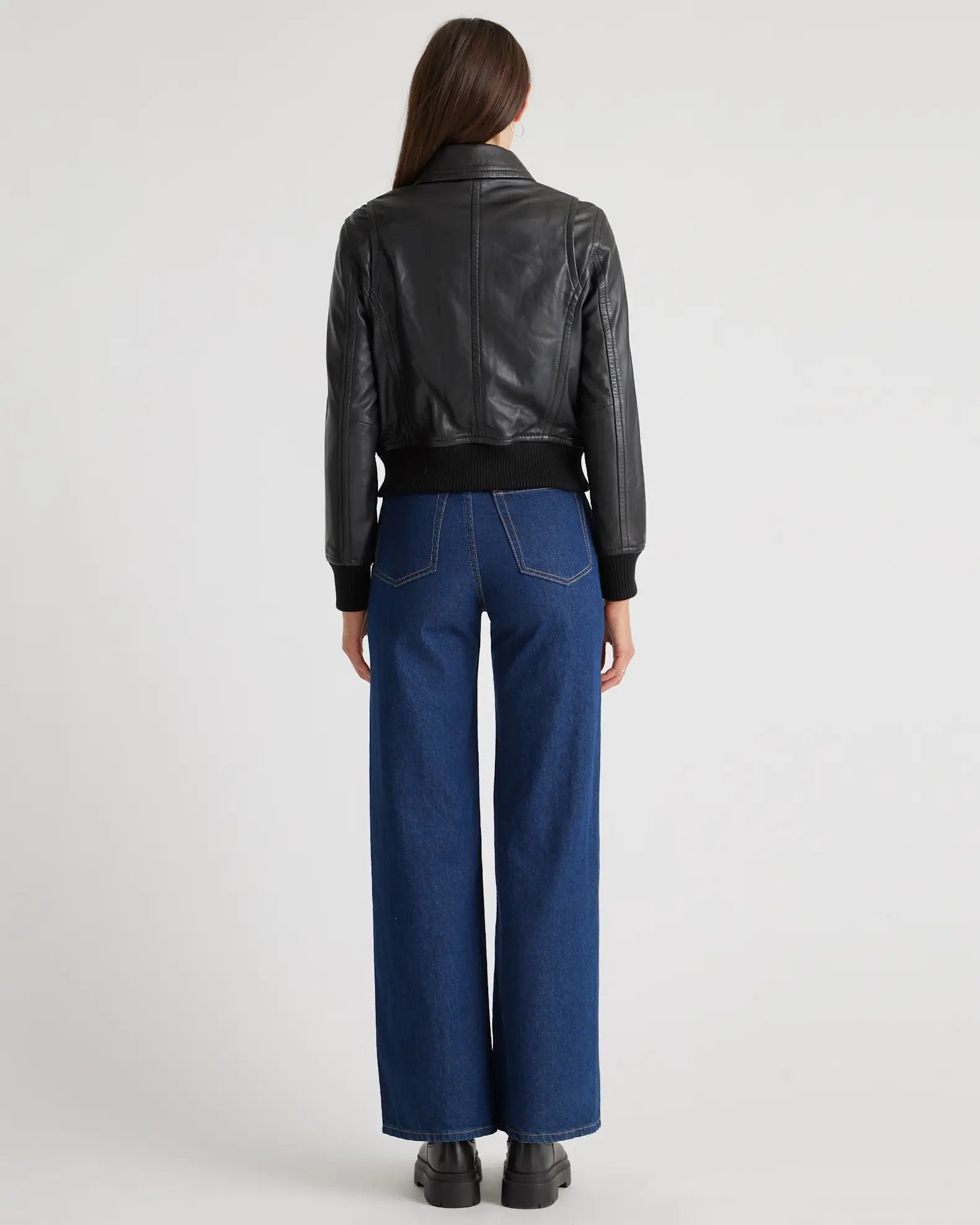 Women's Washed Aviator Bomber Leather Jacket