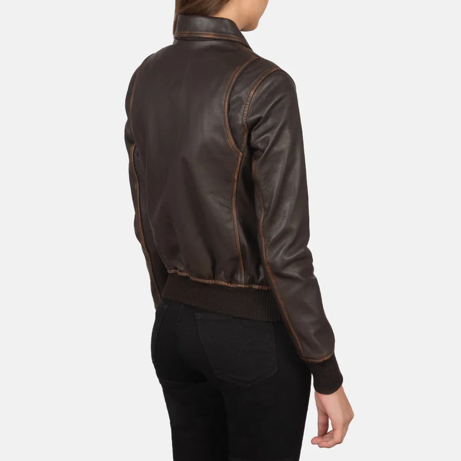Women's Westa A-2 Brown Leather Bomber Jacket