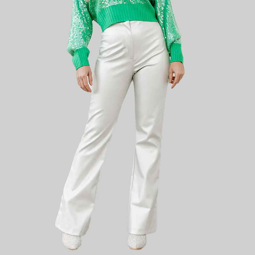Women’s White Leather Pants