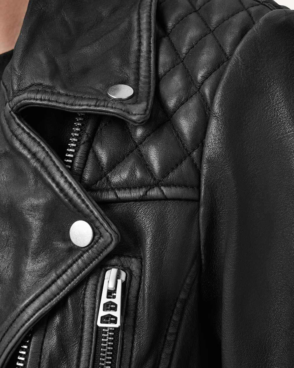 Women's Zip Cuff Leather Biker Jacket
