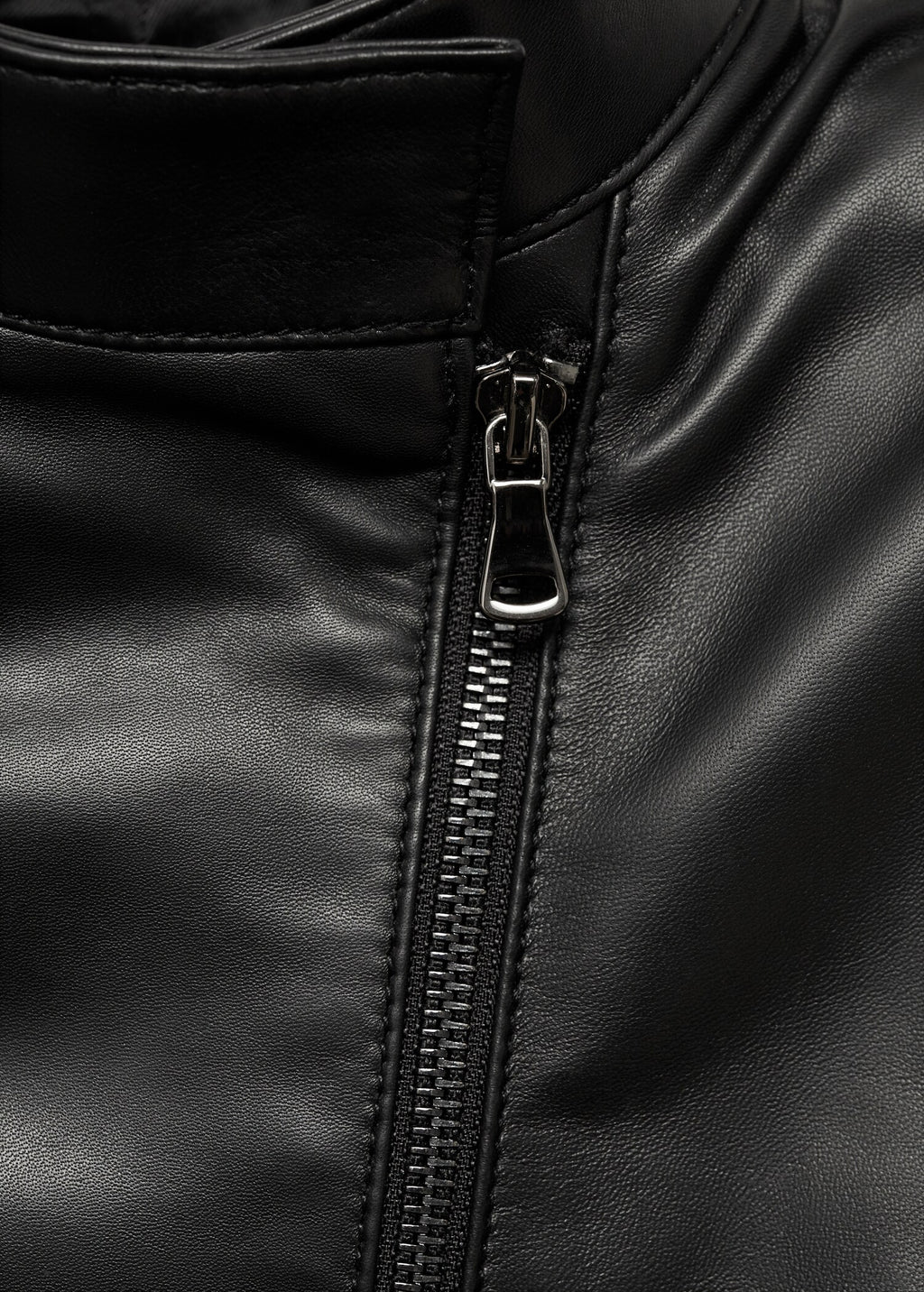 Women's Zipper High Collar Leather Jacket