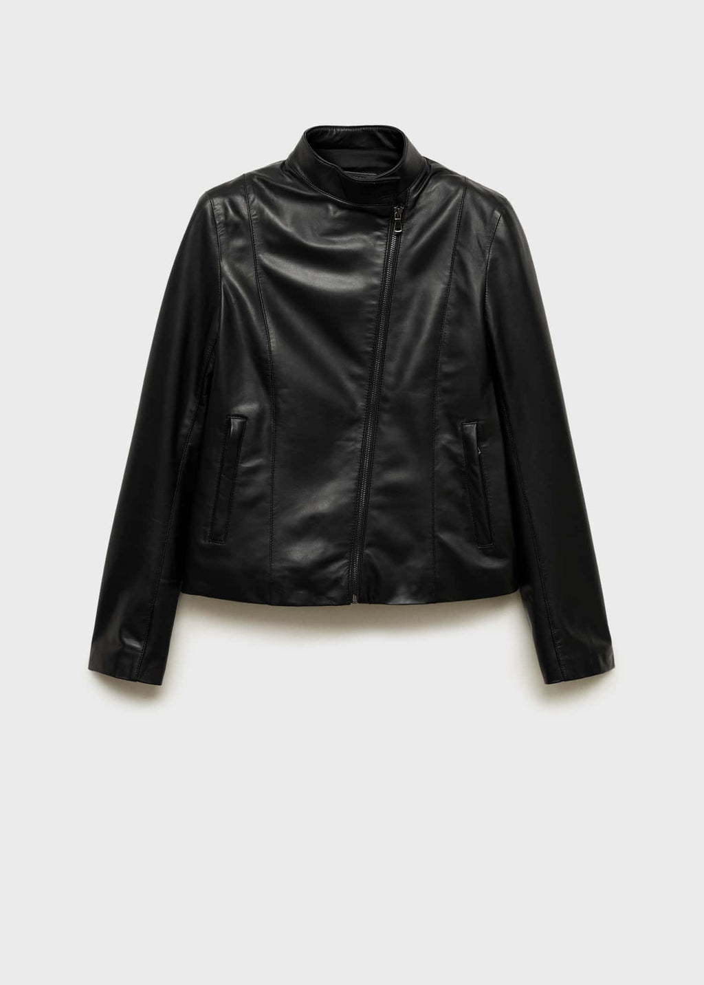 Women's Zipper High Collar Leather Jacket