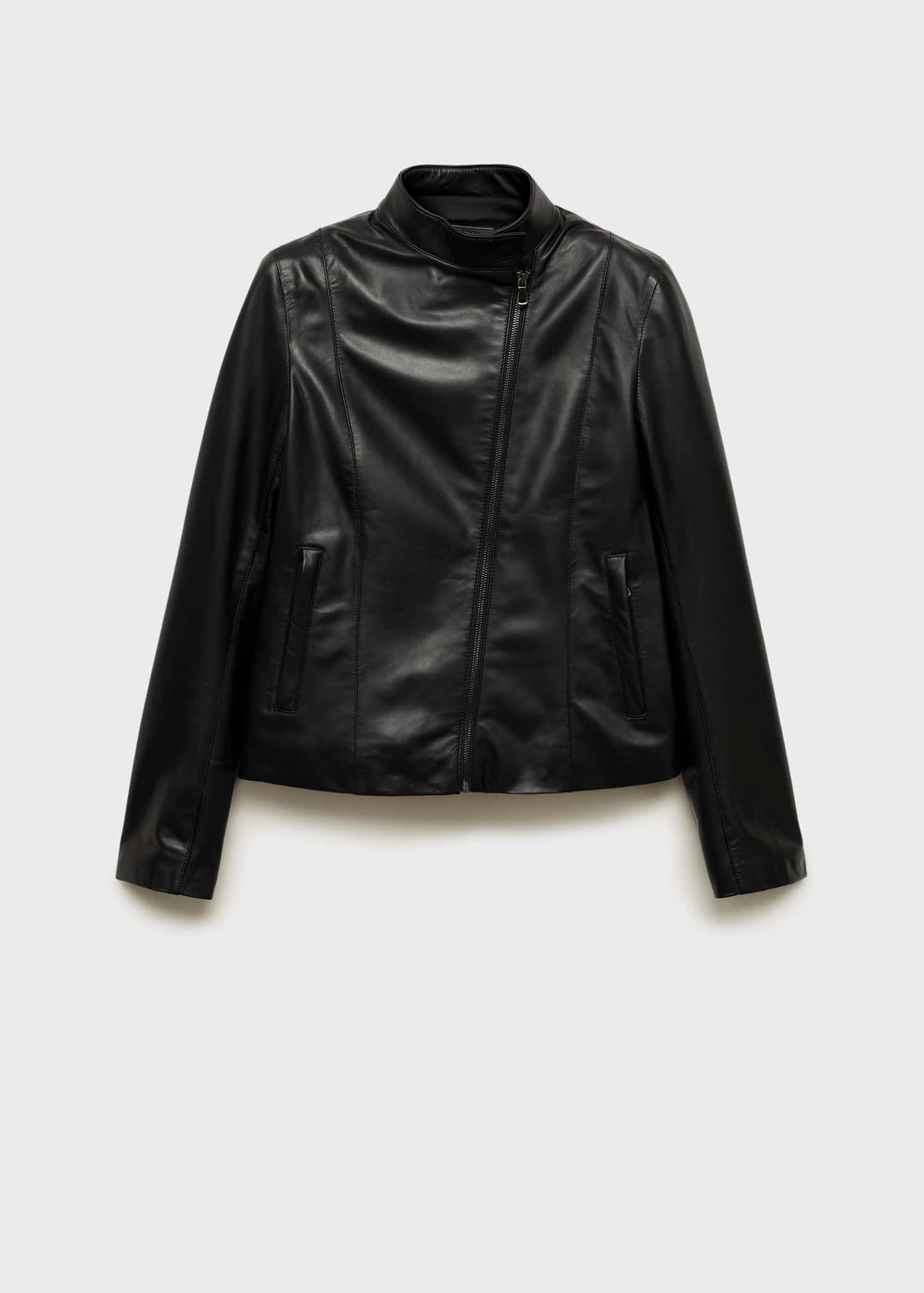 Women's Zipper High Collar Leather Jacket