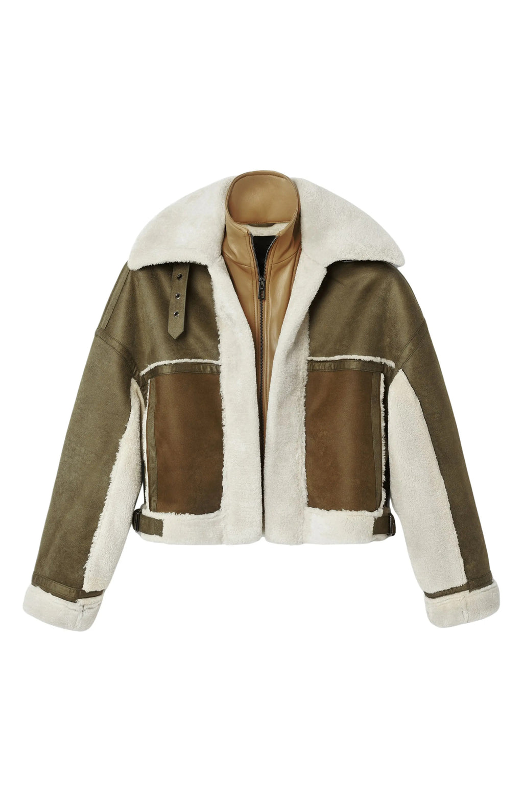 Women's Green Edimurgo Faux Shearling Leather Jacket