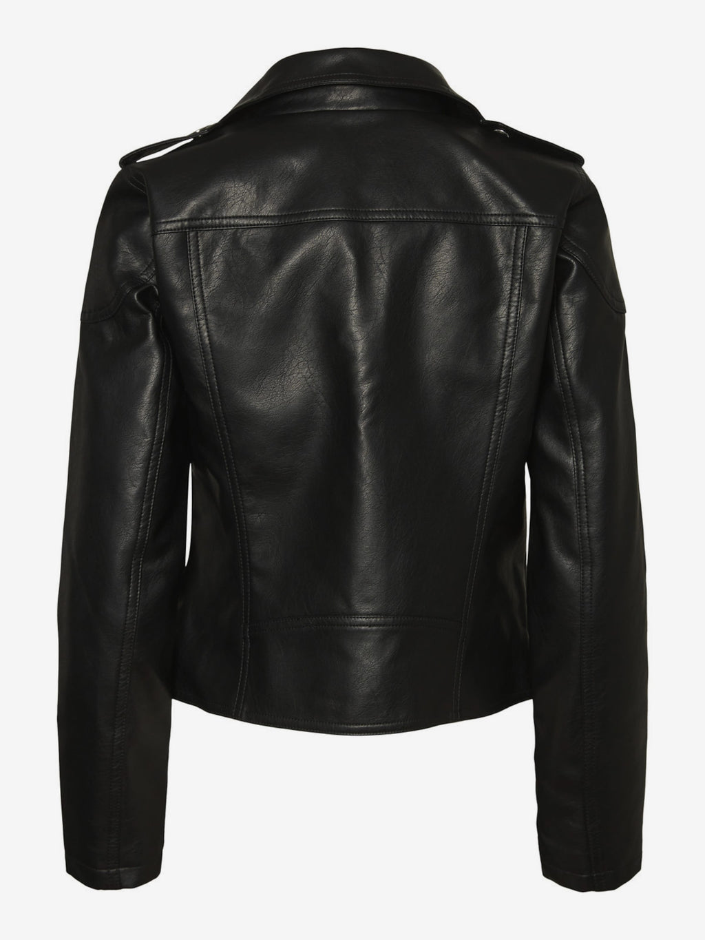 Women's Shoulder Strap Faux Leather Biker Jacket