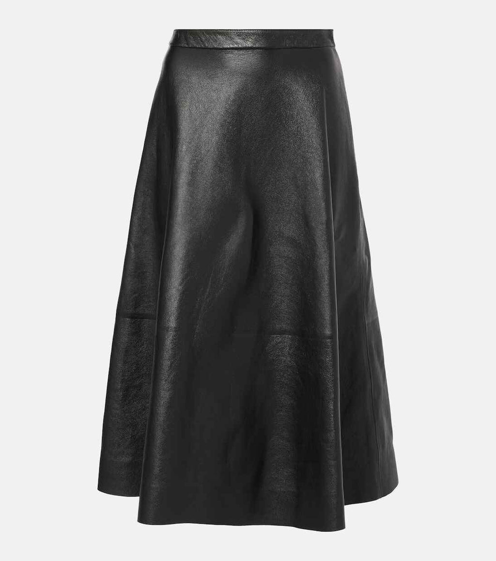 Women's midi Leather Skirt Long