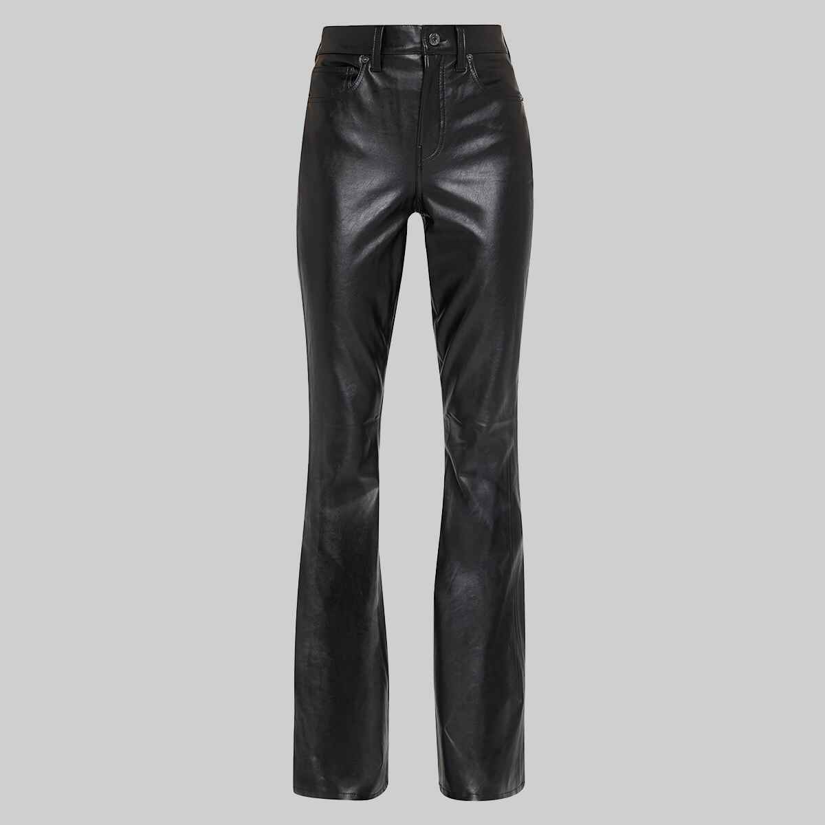 Women's Black Simple Leather Pant