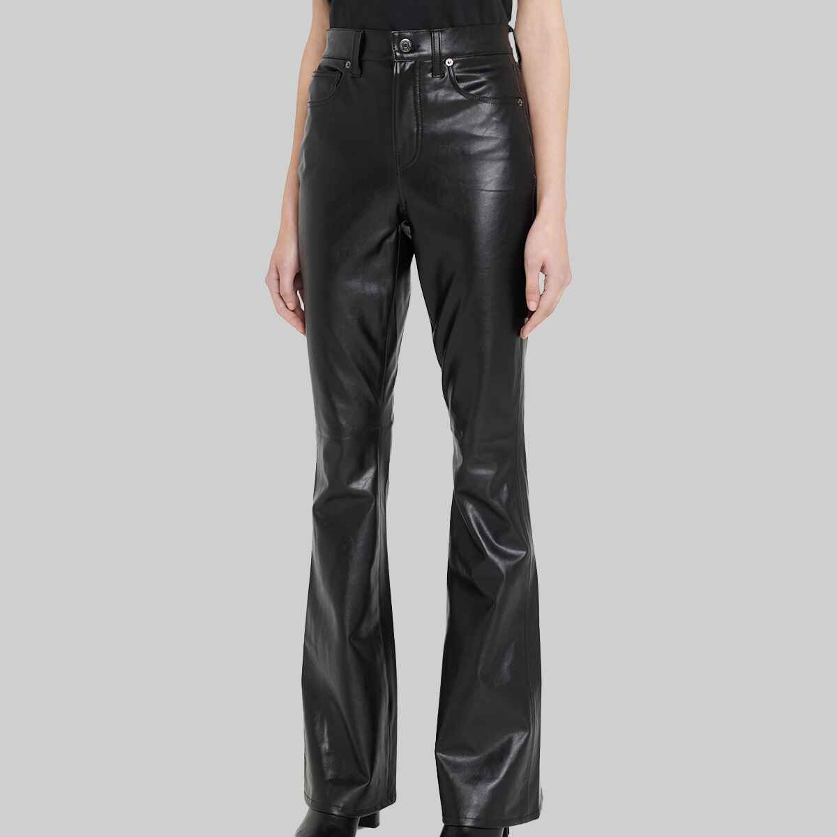 Women's Black Simple Leather Pant