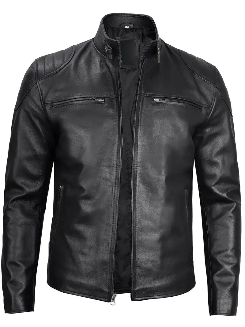 Men's Black Simple Leather Jacket