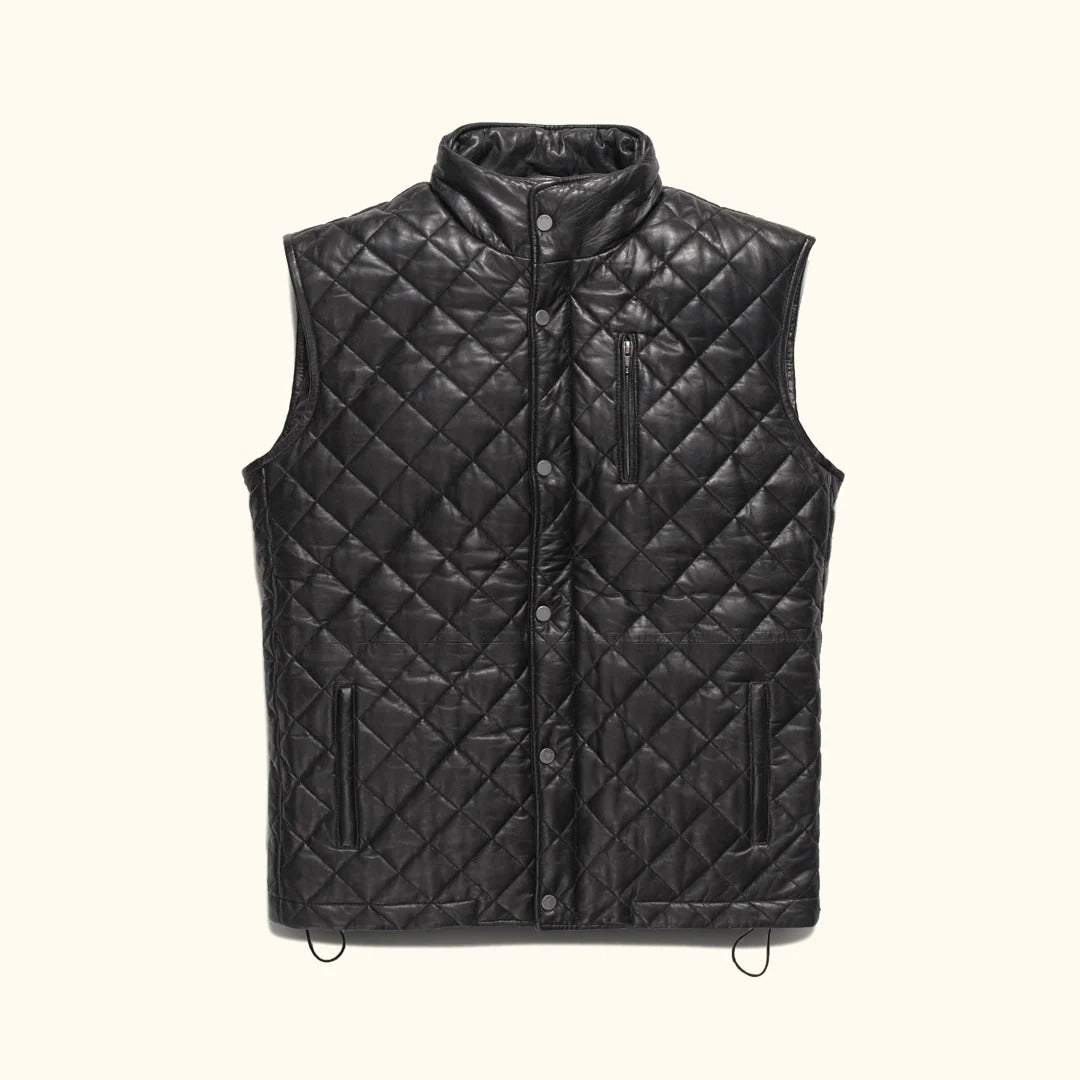 Men's Black Leather vests