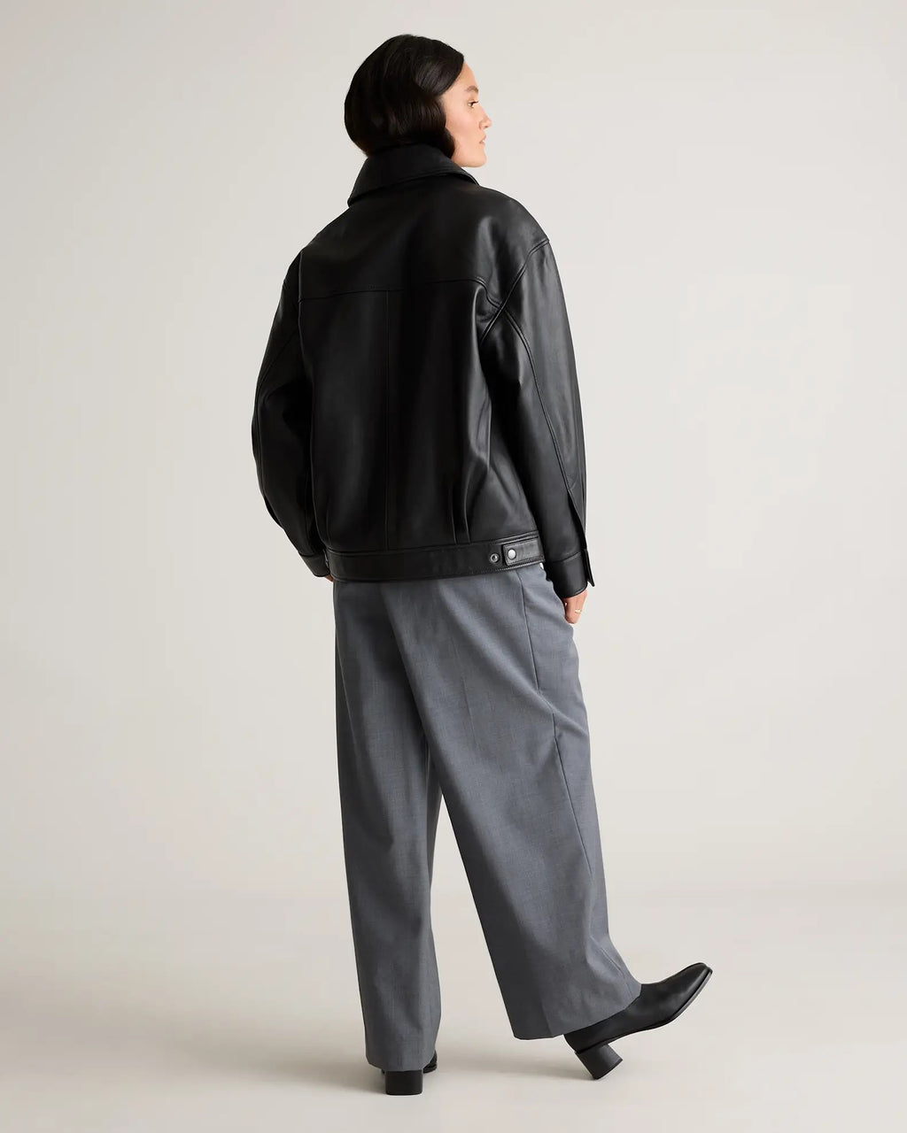 Women's Black Simple Leather Jacket