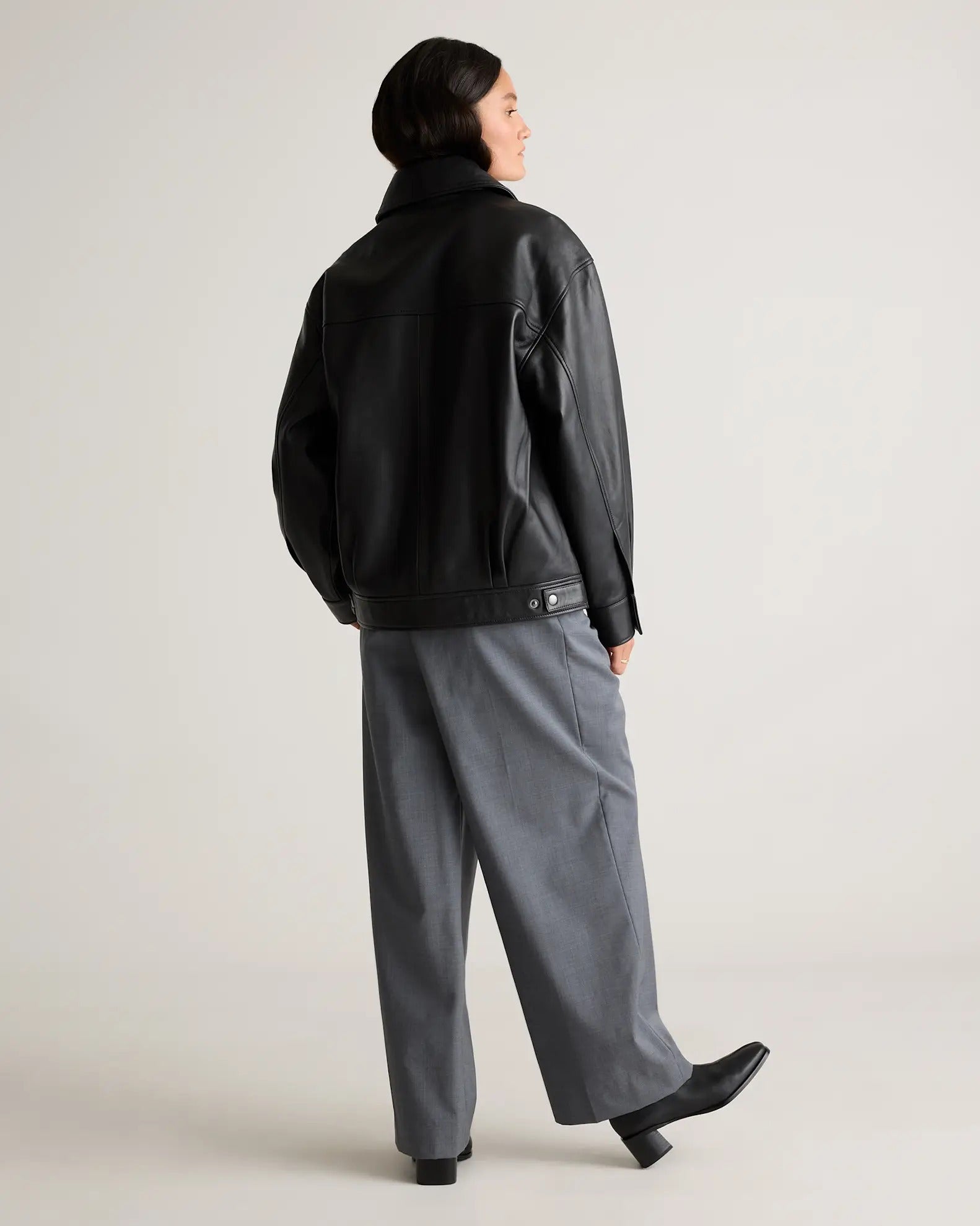 Women's Black Simple Leather Jacket