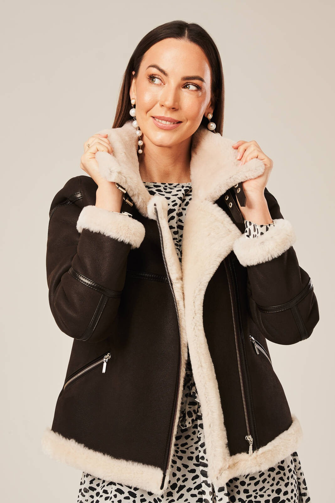 Women's Brown Sheepskin Shearling Leather Jacket