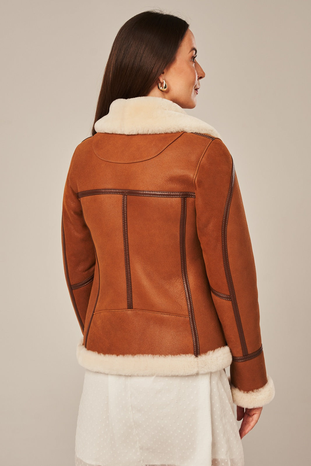 Women's Brown Leather Sheepskin shearling Jacket
