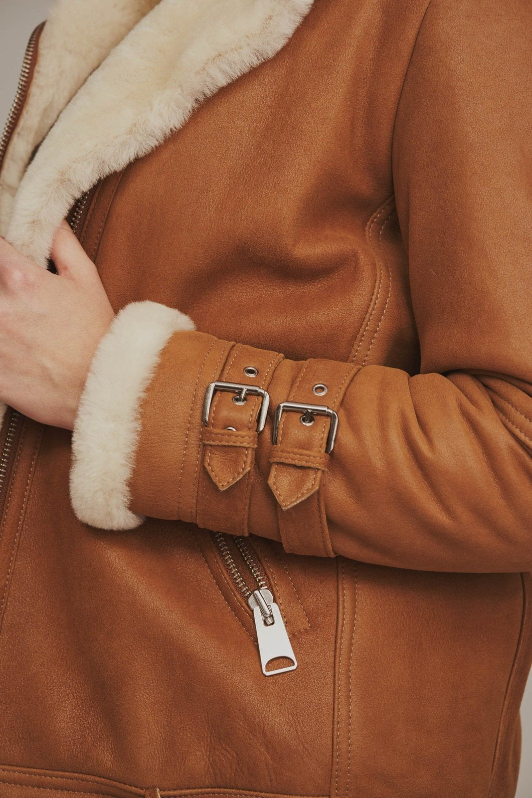 Women's Brown Leather Sheepskin shearling Jacket