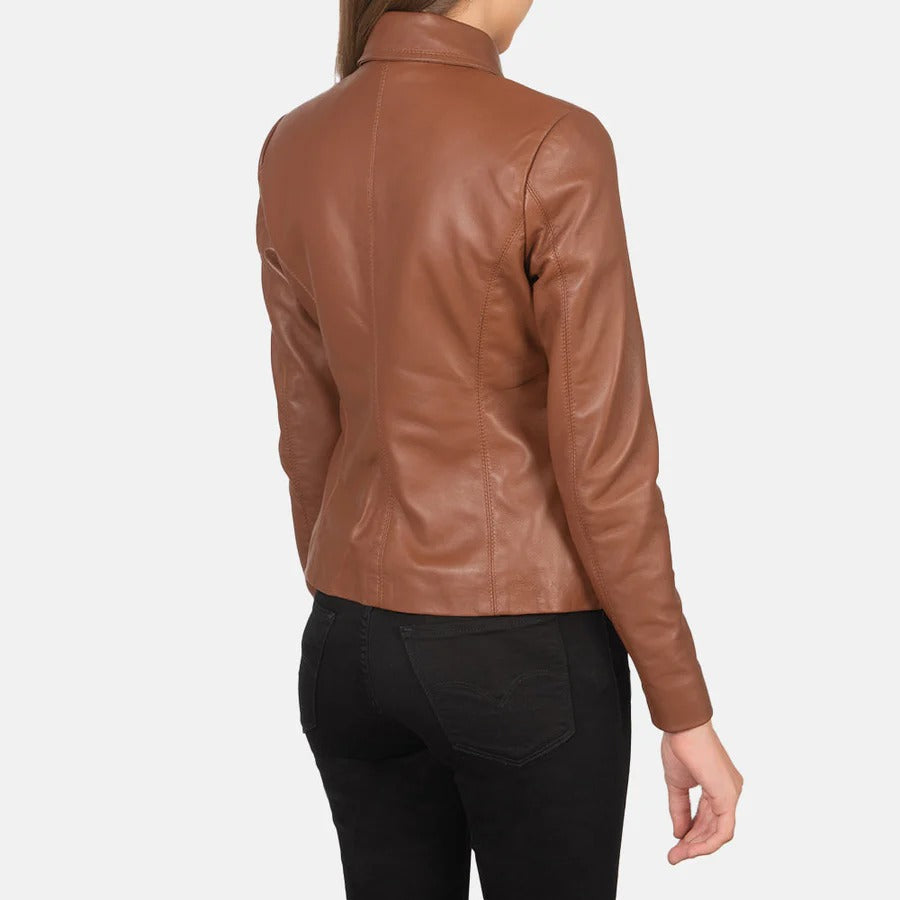 Women's Brown Simple Leather Jacket