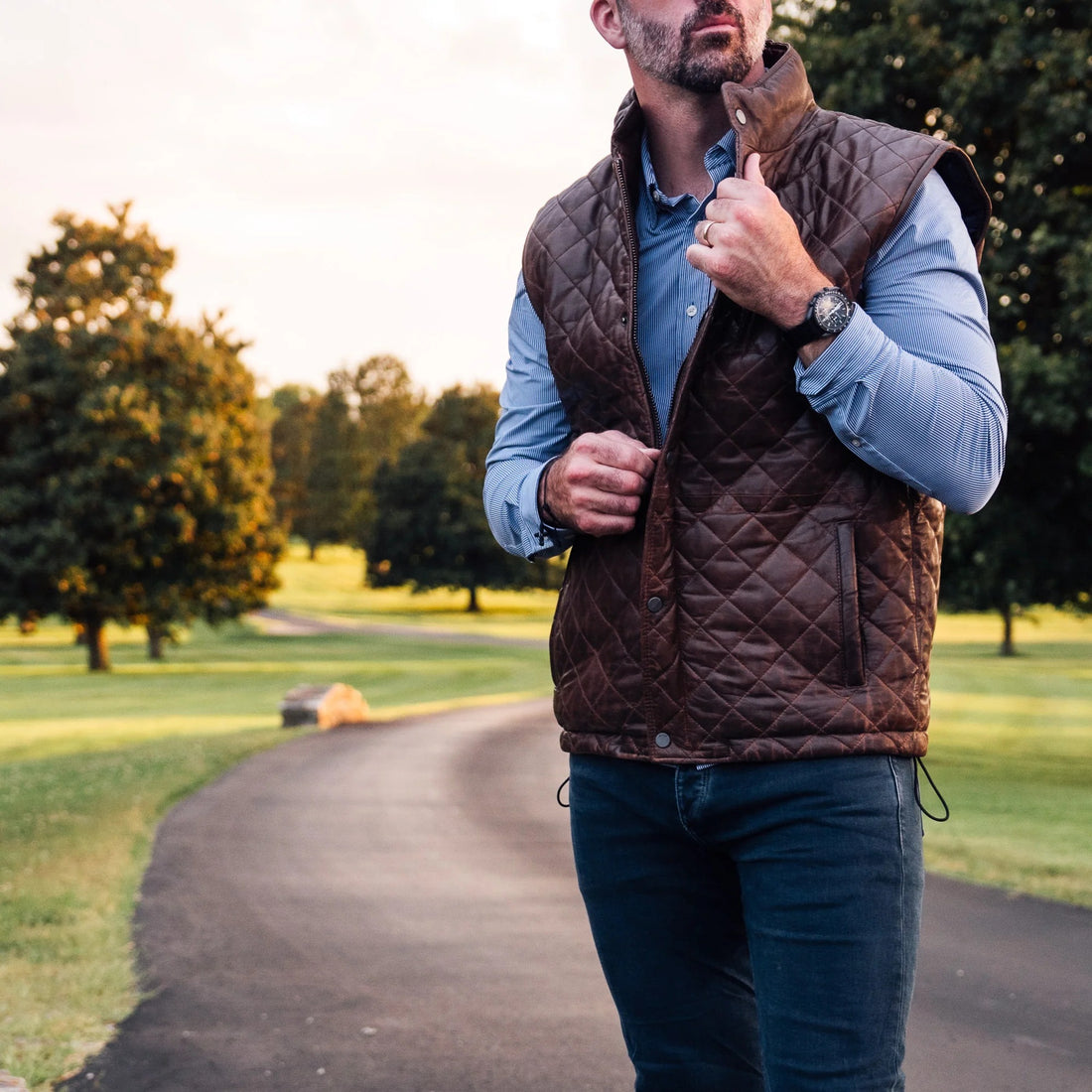 Men's Brown Leather Vests