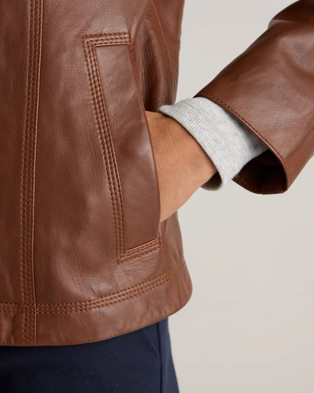 Women's Brown Simple leather Jacket