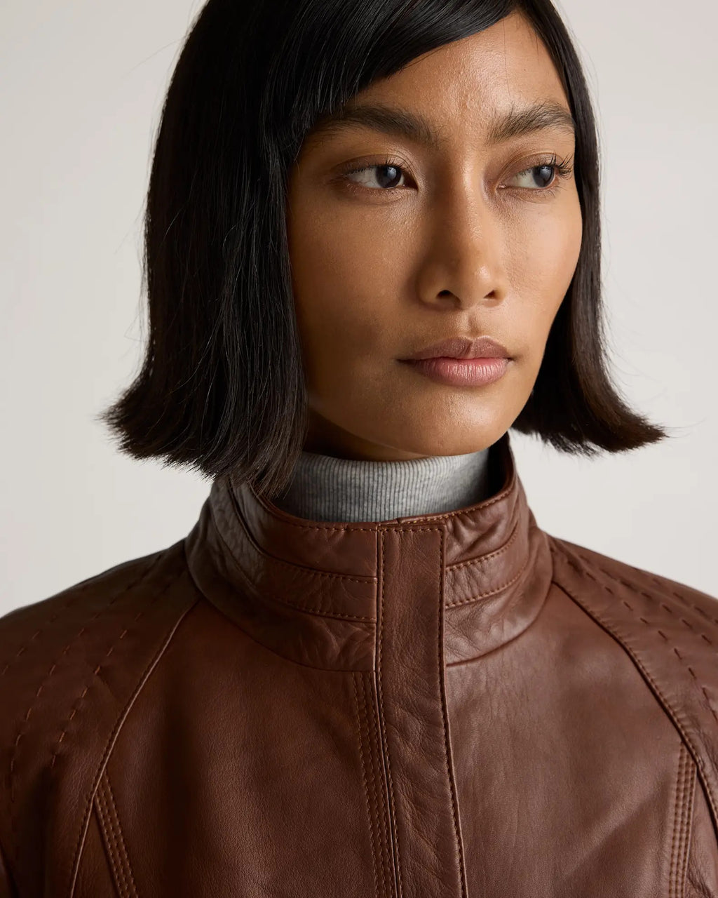 Women's Brown Simple leather Jacket