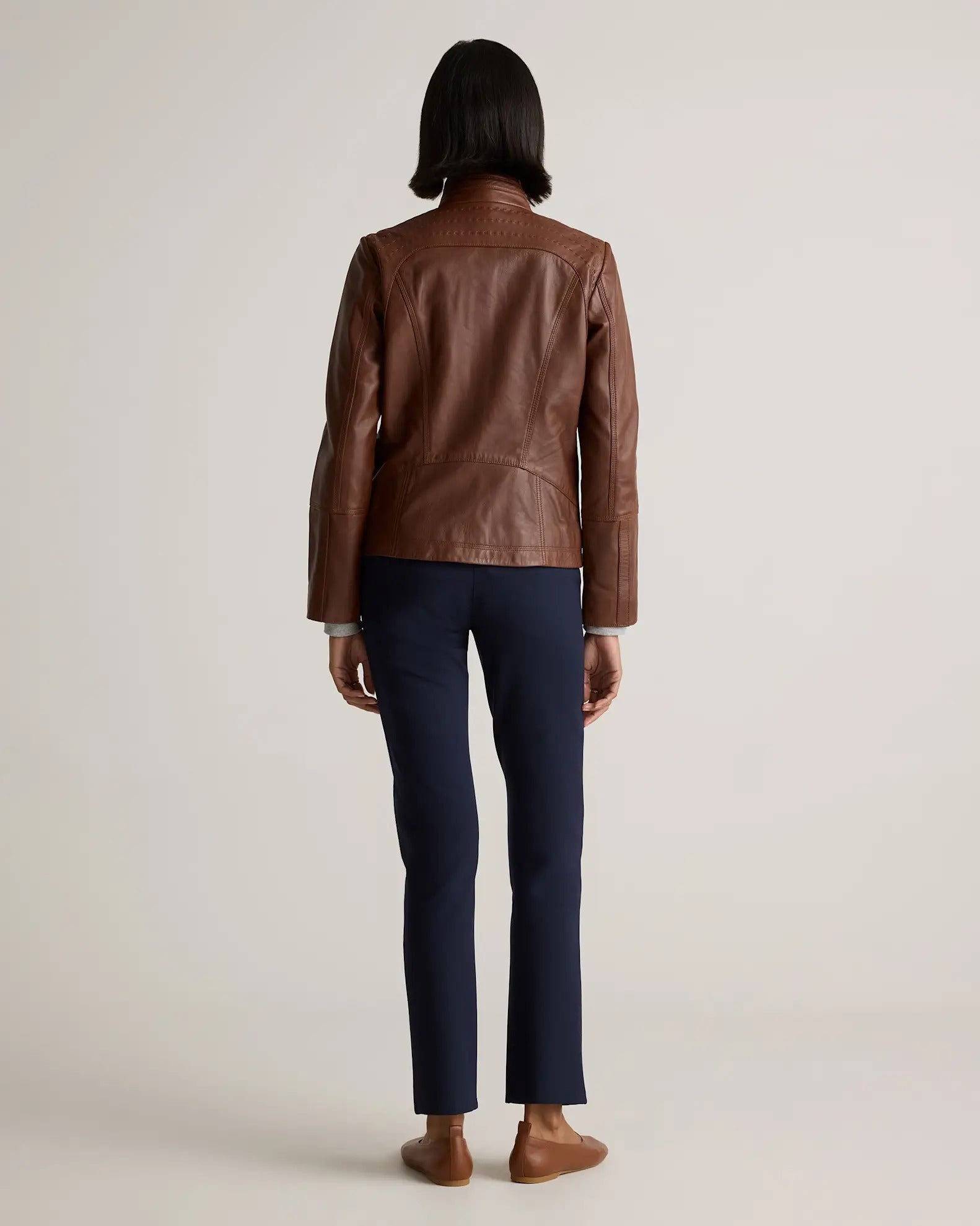 Women's Brown Simple leather Jacket