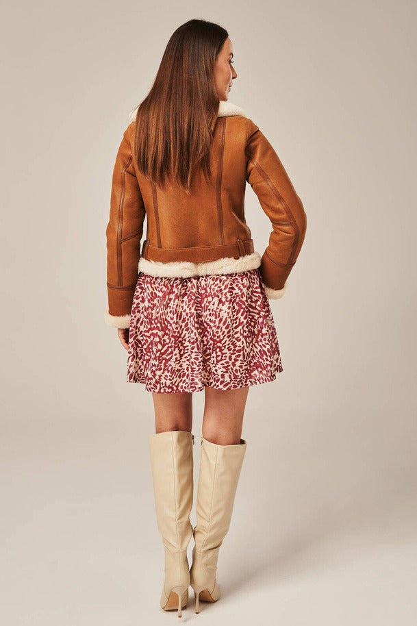 Women's Brown Leather Sheepskin Shearling Jacket