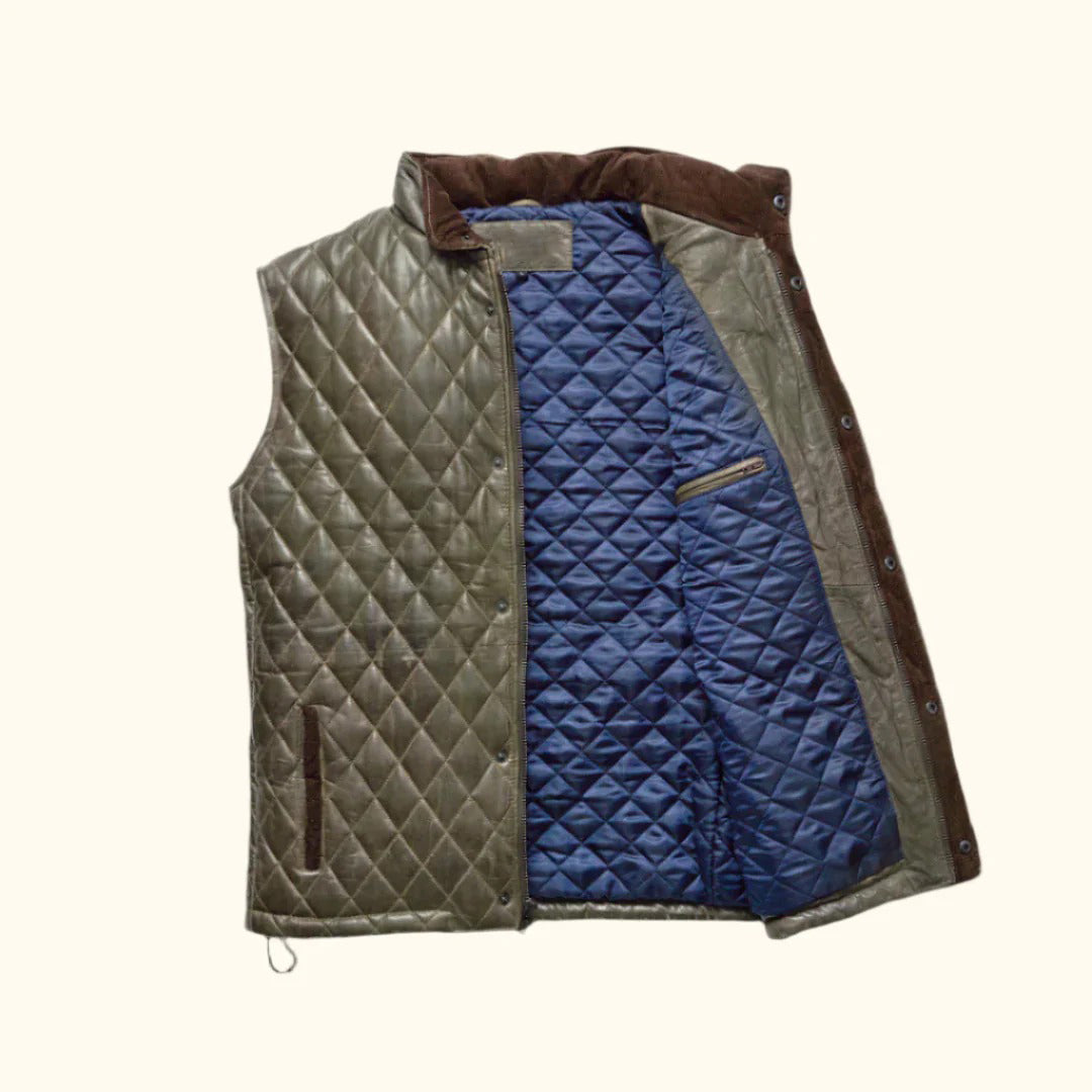 Men's Green Leather Vest