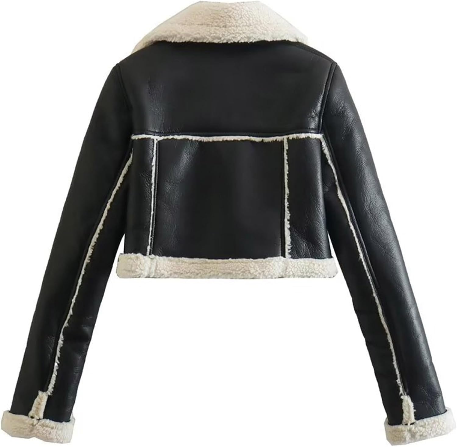 Women's Black Lined Fur Shearling Jacket