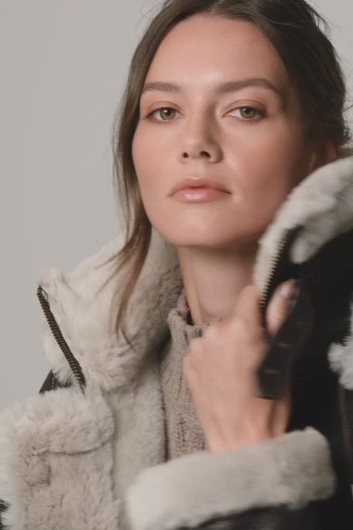 Women's B-3 Bomber Sheepskin Fur & Shearling Jacket