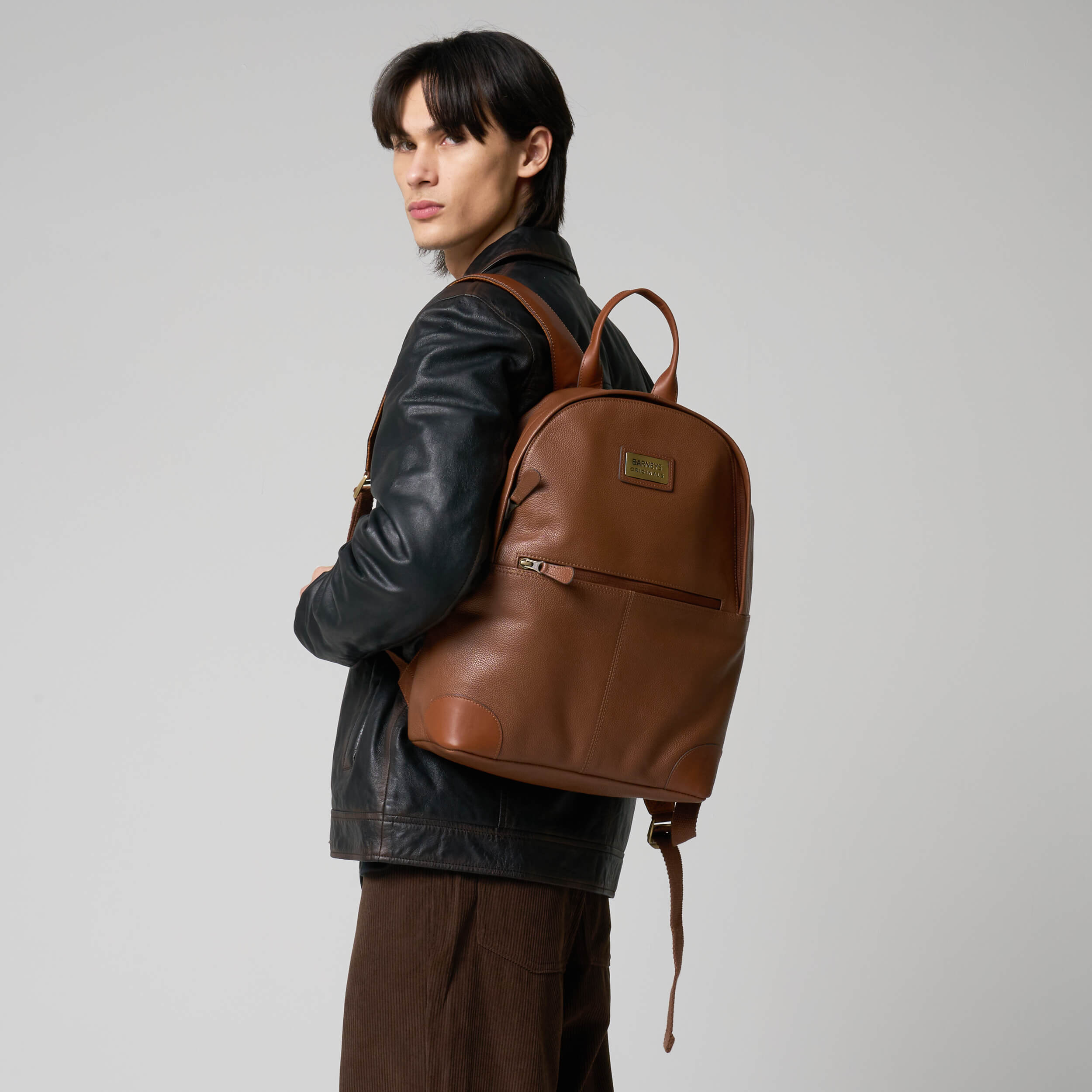 Tan Real Leather Backpack
