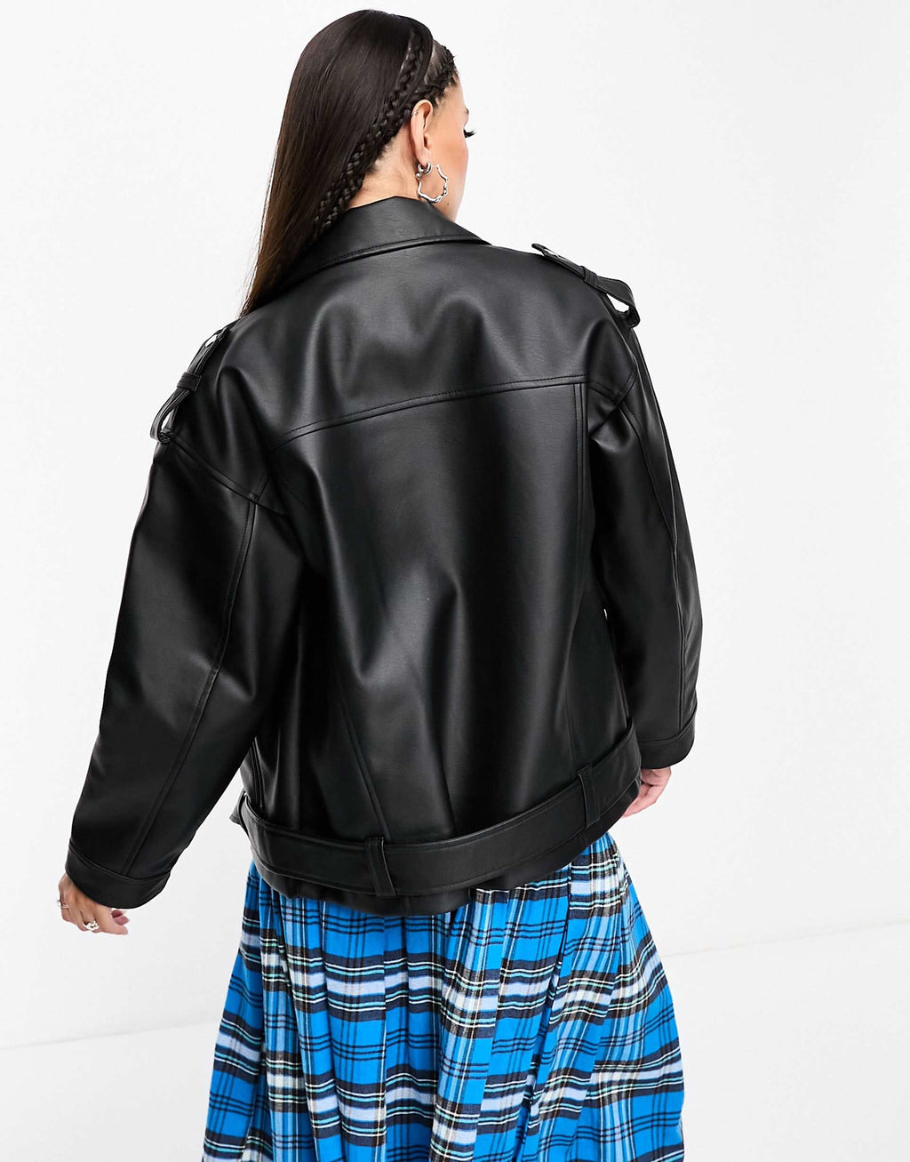 Women's Oversized Fit Faux Leather Biker Jacket